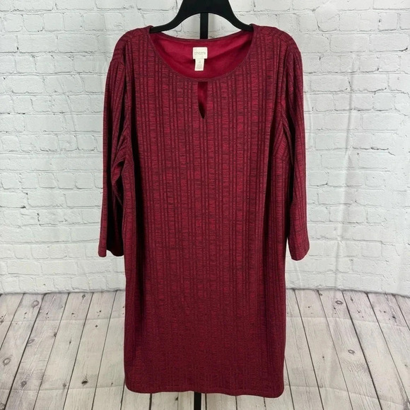 Chico’s Red Heathered Ribbed Dress Size XXL - Picture 1 of 7